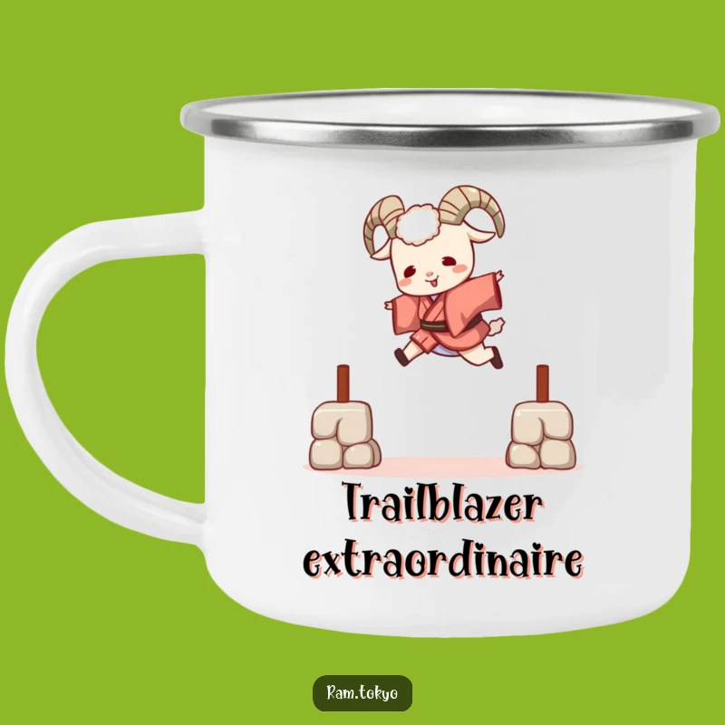 Funny Leaping Ram Kimono Camping Mug: Adventure with Playful Cheer