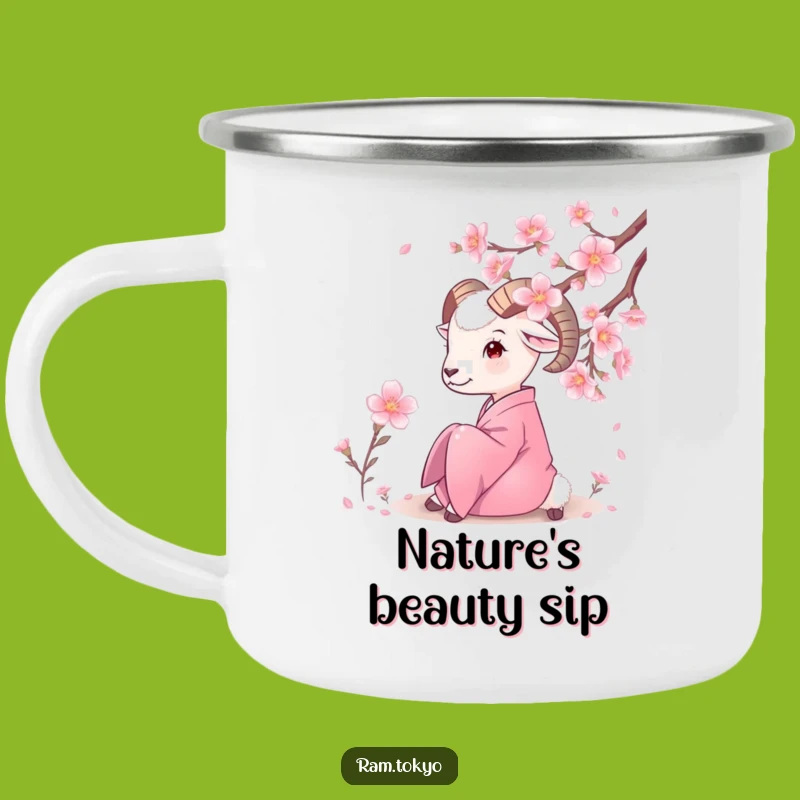Funny Ram Kimono Camping Mug: Serene Adventures with Nature's Charm