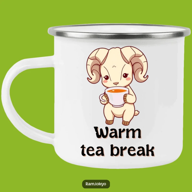 Funny Bowing Ram Camping Mug: Sip Politeness on Your Adventures!