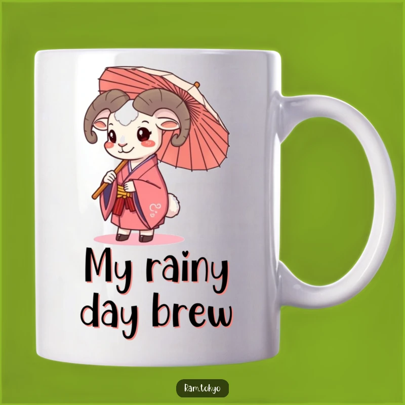 Funny Happy Ram Umbrella Mug: Cheerful & Funny Gift for Sunny Days