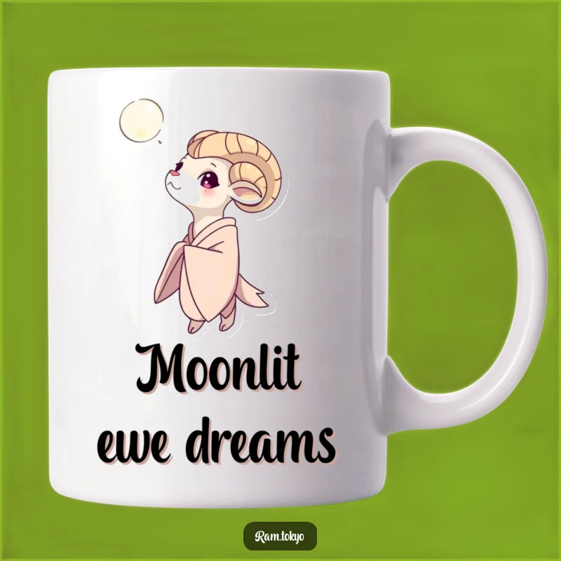 Funny Moon Gazing Ram Mug: Serene Kimono Ram Contemplates Night Sky - Perfect Funny Gift!