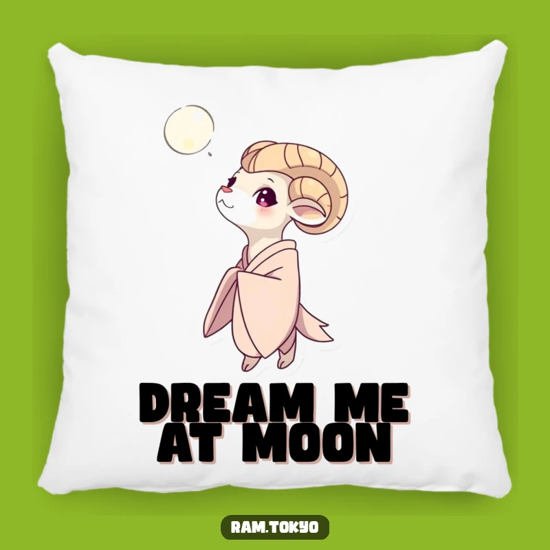 Funny Moon Gazing Ram Pillow: Cuddle with the Night Sky's Gentle Dreamer!