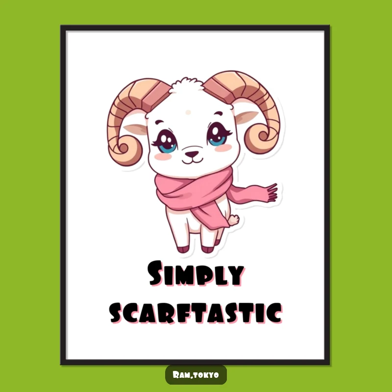 Funny Waving Scarf Ram Digital Art: Bring Playful Charm to Your Walls Instantly!