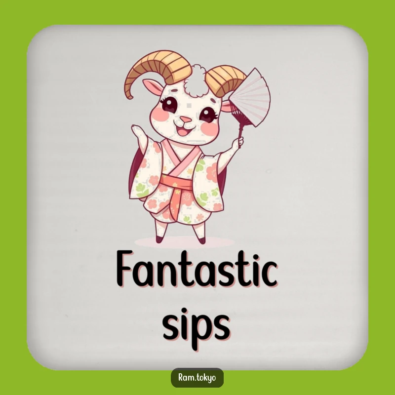 Funny Ram Floral Kimono Coaster - Protect Surfaces with Humor