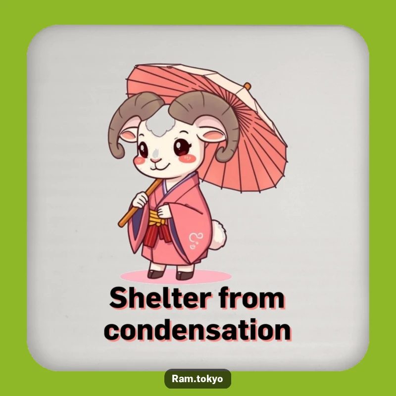 Funny Kimono Ram Umbrella Drink Coaster: Protect Surfaces with Cheer