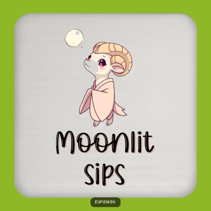Funny Moon Gazing Ram Coaster: Protect Surfaces with Night Sky Elegance!