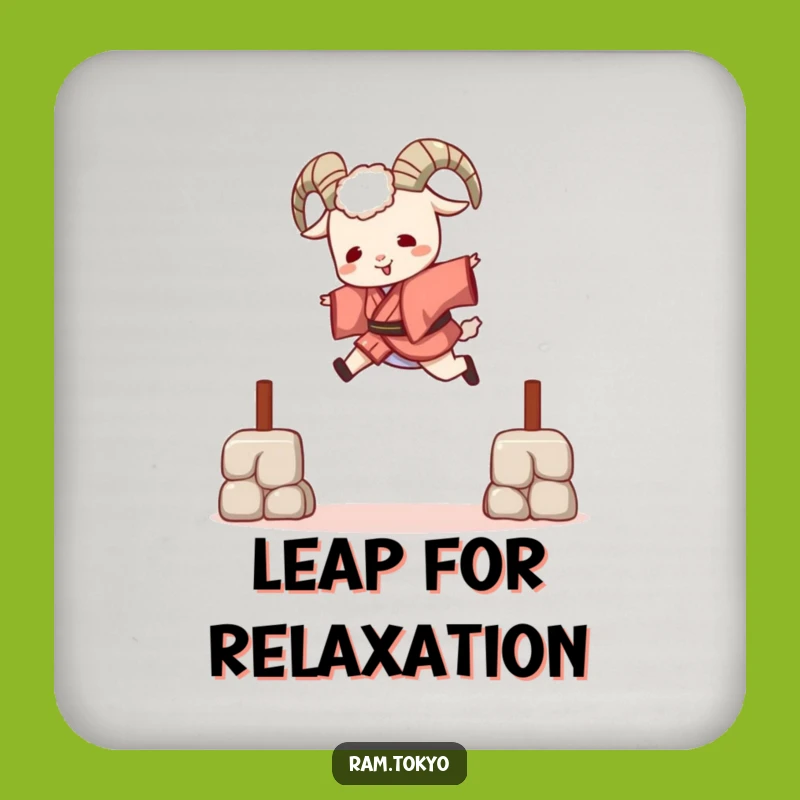 Funny Playful Ram Kimono Drink Coaster: Protect Surfaces with Joy