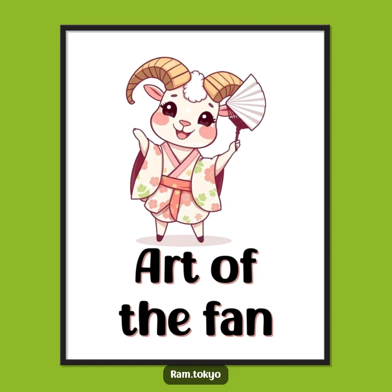 Funny Ram Floral Kimono Art Print - Whimsical Wall Decor Gift