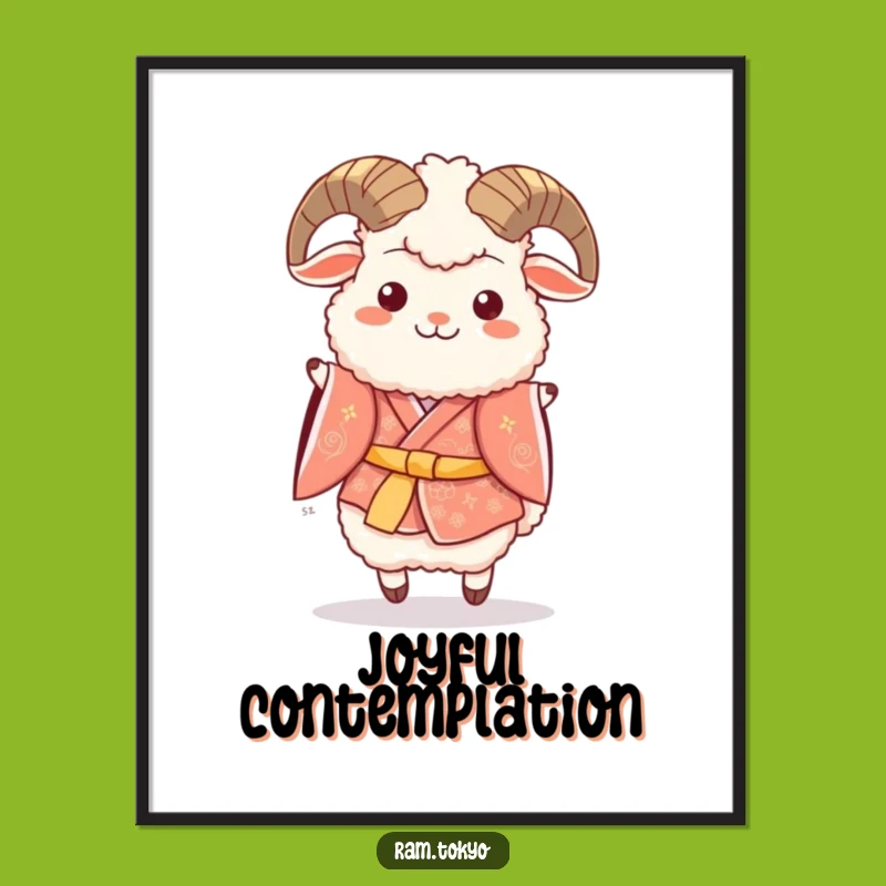 Funny Ram Festive Kimono Art Print - Joyful Celebration Decor Gift