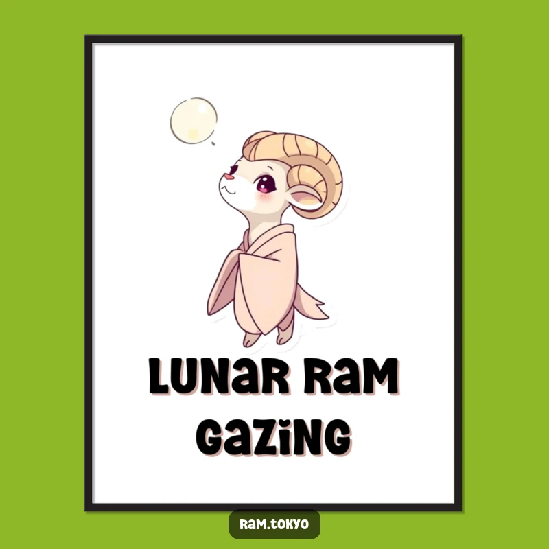 Funny Moon Gazing Ram Poster: Bring the Magic of the Night to Your Walls!