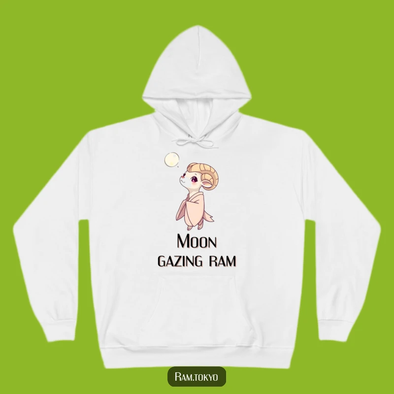 Funny Moon Gazing Ram Hoodie: Cozy Up with a Night Sky Dreamer!