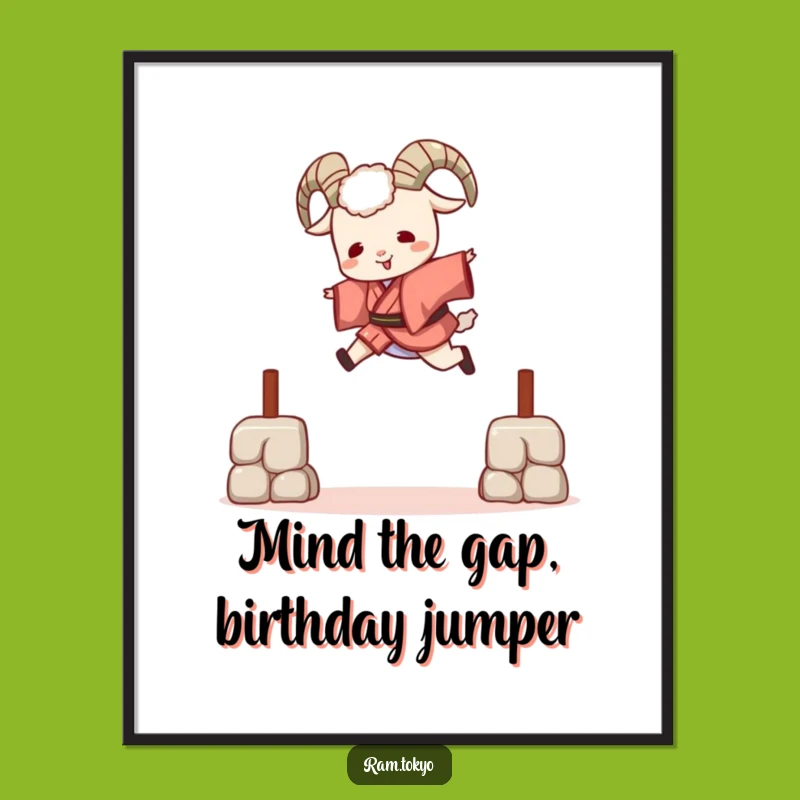 Free Printable Jumping Ram Art: Funny Kimono Leaper Downloadable Poster