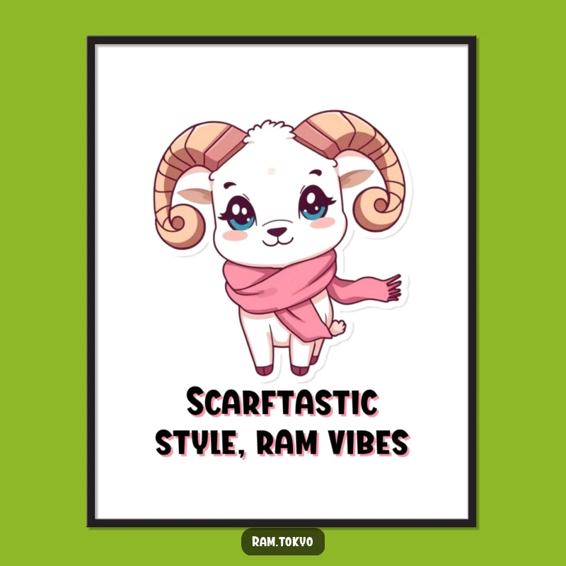 Funny Free Printable Wall Art: Playful Ram Waving Scarf, Chic Downloadable Decor