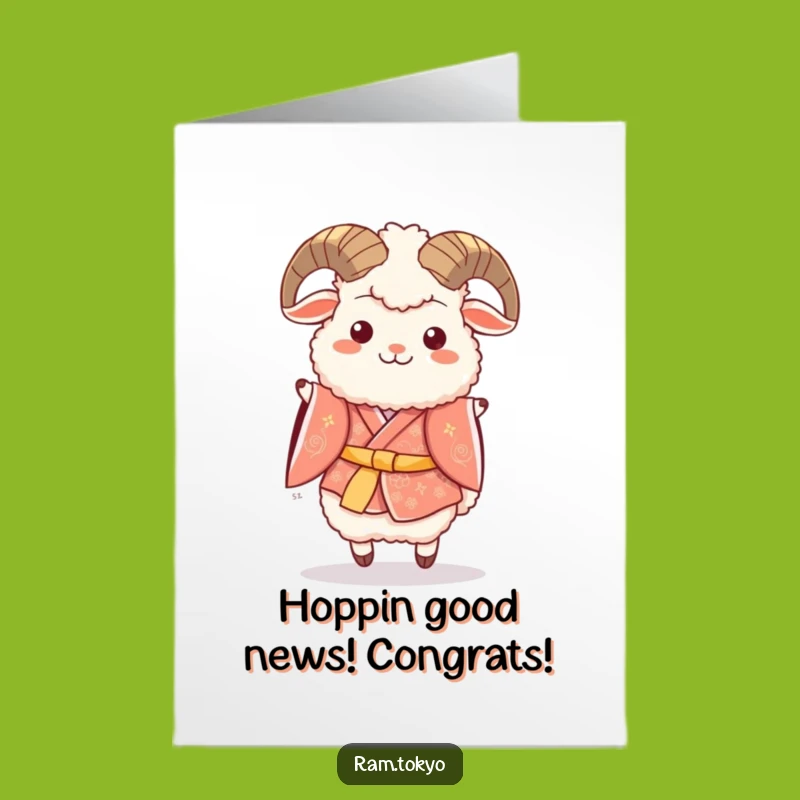 Free Printable Congrats Card: Happy Ram Hop Kimono - Downloadable Celebration!