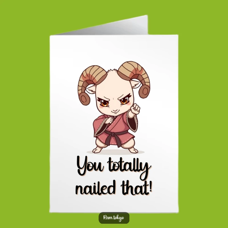 Free Printable Victory Ram Card: Funny Kimono Fighter Congratulations Downloadable Greeting