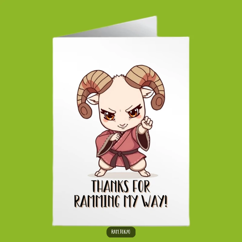 Free Printable Thanks Ram Card: Funny Kimono Warrior Thank You Downloadable Greeting