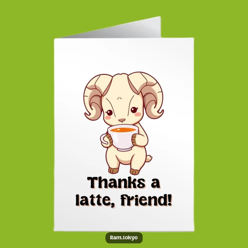 Free Printable Thank You Card: Bowing Ram With Tea For Humble Thanks