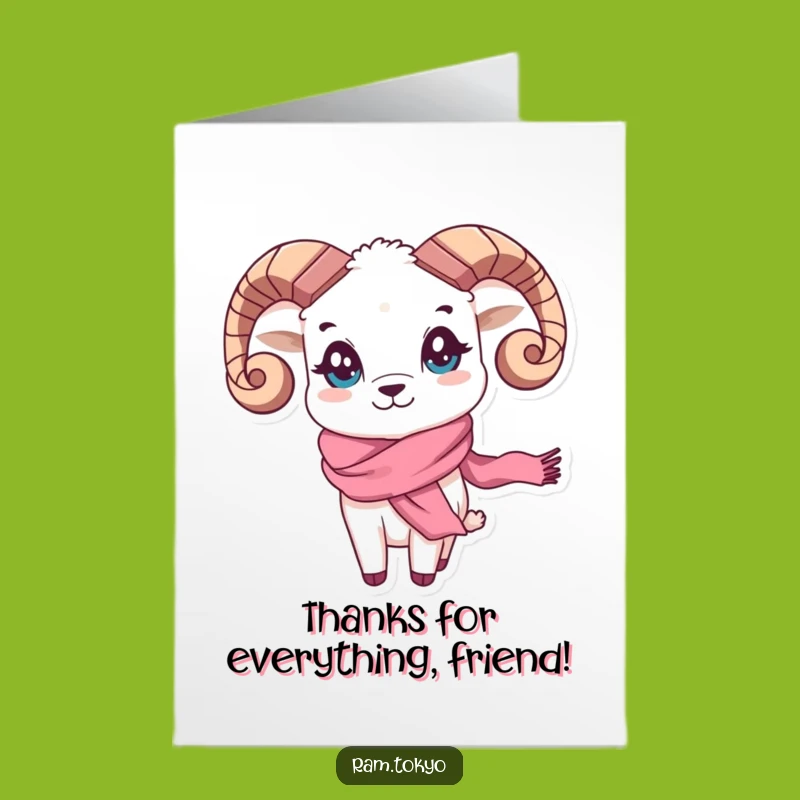Free Printable Thank You Card: Ram Waving Scarf For A Stylish Thanks