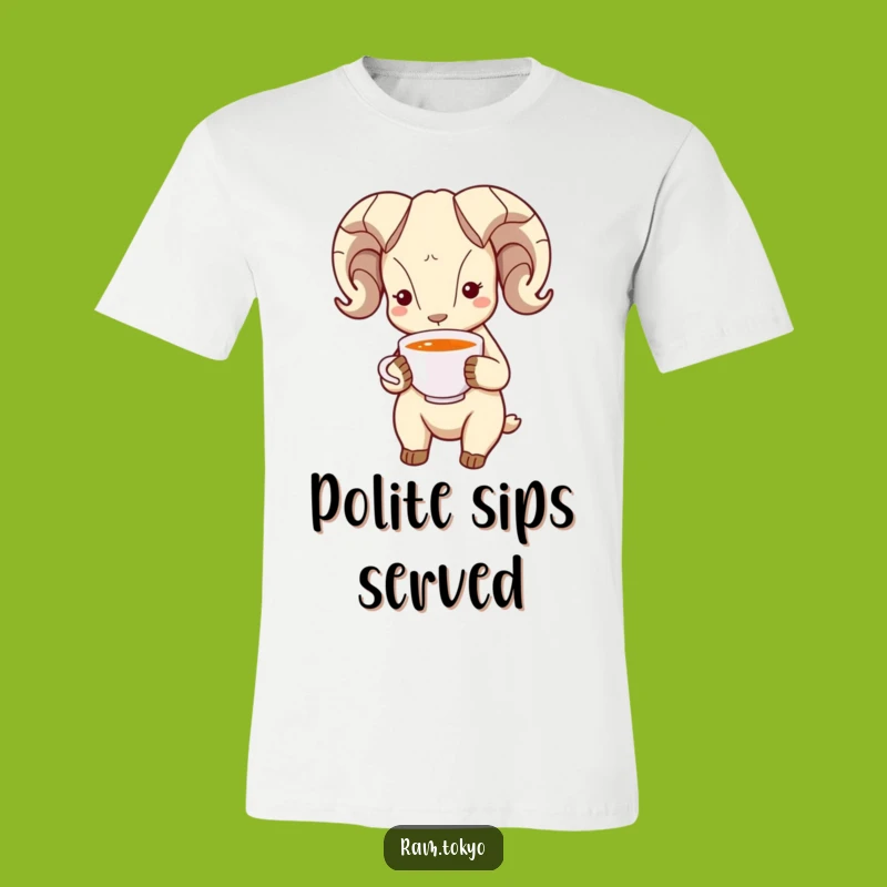 Funny Bowing Ram T-Shirt: Wear Politeness with this Charming Ram Tee!