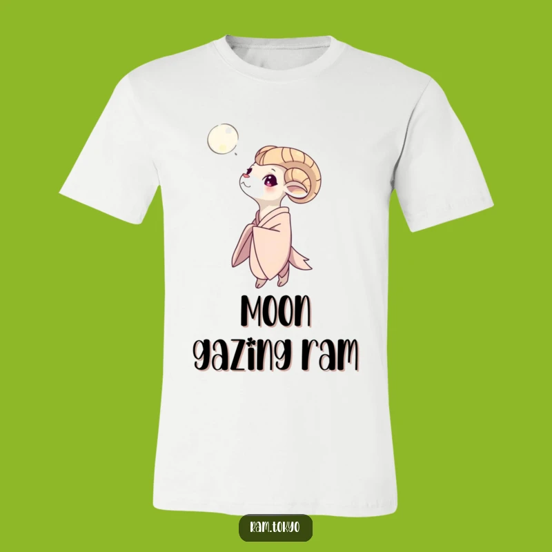 Funny Moon Gazing Ram T-Shirt: Wear Your Nighttime Dreams in Style!