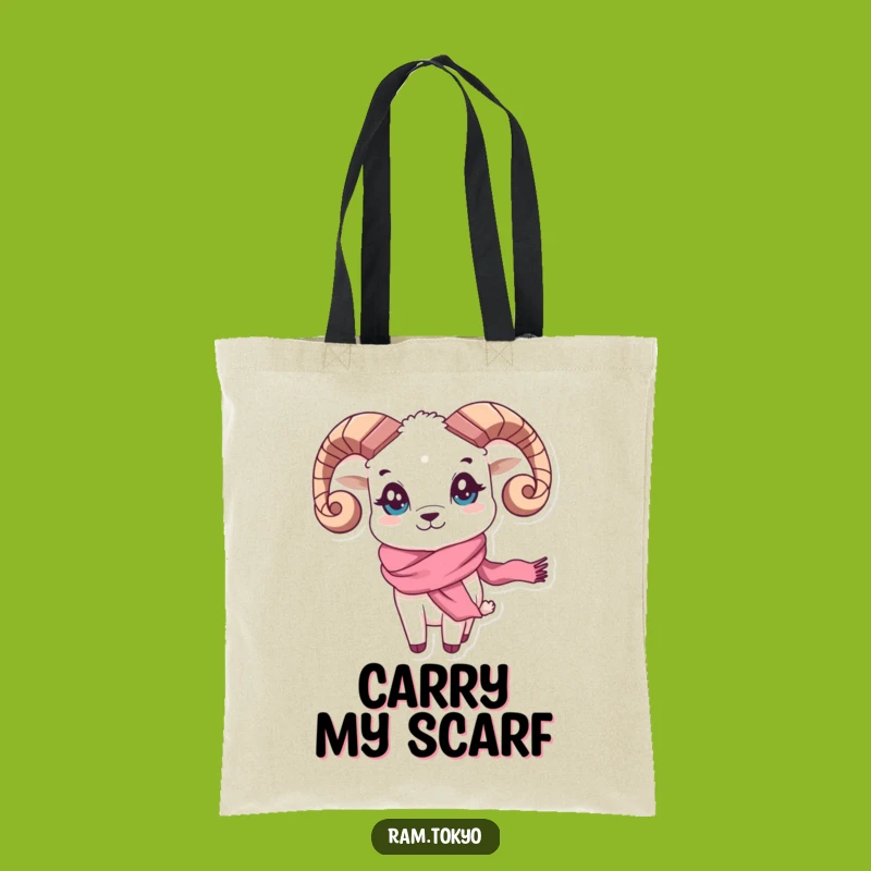 Funny Waving Scarf Ram Tote Bag: Carry Your Essentials with Playful Elegance!