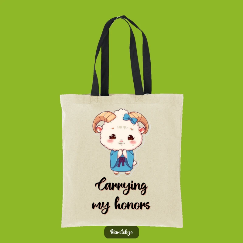 Funny Ram Kimono Tote Bag: Cute Fluffy Animal Carry-All